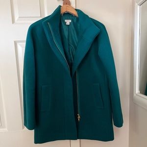 Women’s J. Crew Mercantile Cocoon Coat, Size 6, Color Pine Green